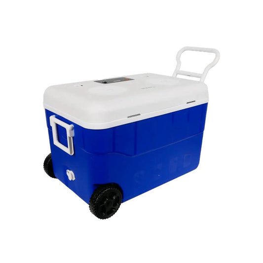 Cerwin Vega CVC65B 55QT Blue Cooler with 6.5 Inch 2-Way Marine Built-In Speakers, BT Streaming, Phone Charger, 10hr Battery