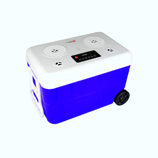 Cerwin Vega CVC65B 55QT Blue Cooler with 6.5 Inch 2-Way Marine Built-In Speakers, BT Streaming, Phone Charger, 10hr Battery