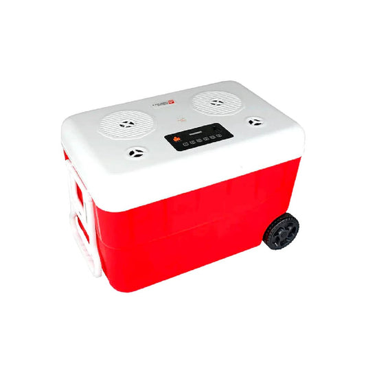 Cerwin Vega CVC65R 55QT Red Cooler with 6.5 Inch 2-Way Marine Built-In Speakers, BT Streaming, Phone Charger, 10hr Battery