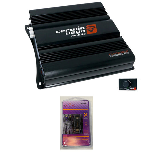 Cerwin Vega CVP1600.1D (CVP Series 1-Channel Class AB Monoblock Amplifier) + KIT4P (Amplifier Wiring Kit - 4 Gauge 1500 Watts)
