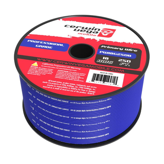 Cerwin Vega PW18G250B 18ga Frost Blue Primary Wire