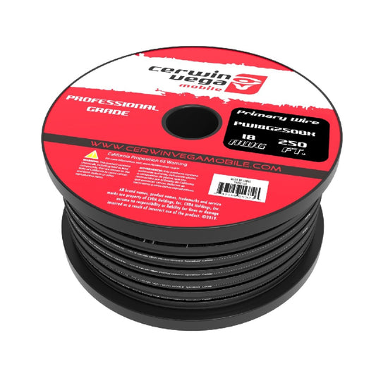 Cerwin Vega PW18G250BK 18ga Frost Black Primary Wire