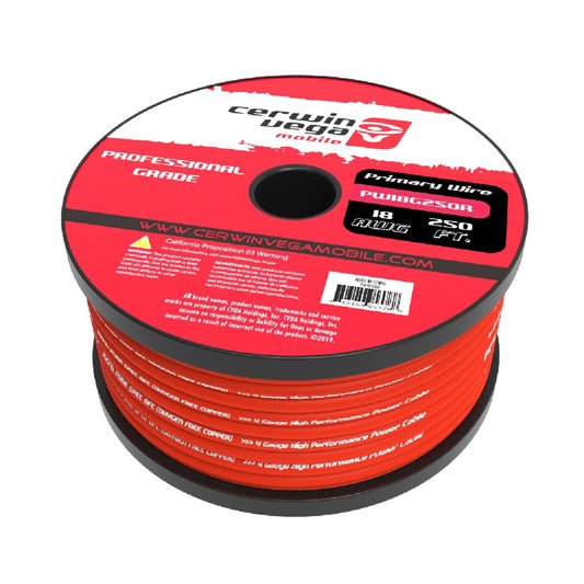 Cerwin Vega PW18G250R 18ga Frost Red Primary Wire