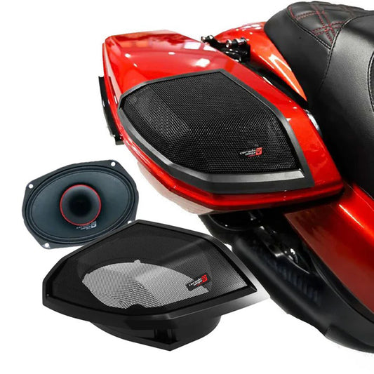 Cerwin Vega RPMPH694LK24 (2024+ Harley Davidson® Cut-In Lid Kit with PH694 (4Ω) Speakers) + B52 (Stealth Bomber 2-Channel Class-D Full Range Amplifier)