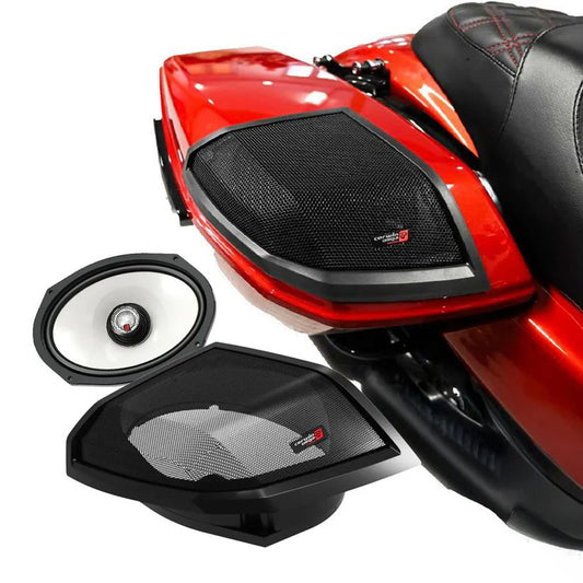 Cerwin Vega RPMSM694LK24 (2024+ Harley Davidson® Cut-In Lid Kit with SM69F4 (4Ω) Speakers) +  B52 (Stealth Bomber 2-Channel Class-D Full Range Amplifier)