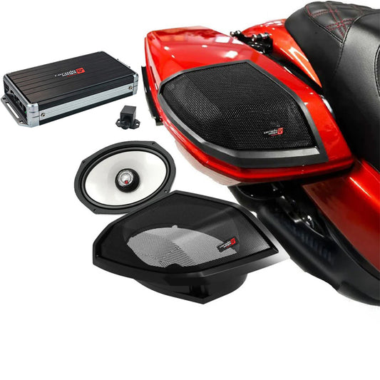 Cerwin Vega RPMSM694LK24 (2024+ Harley Davidson® Cut-In Lid Kit with SM69F4 (4Ω) Speakers) +  B52 (Stealth Bomber 2-Channel Class-D Full Range Amplifier)