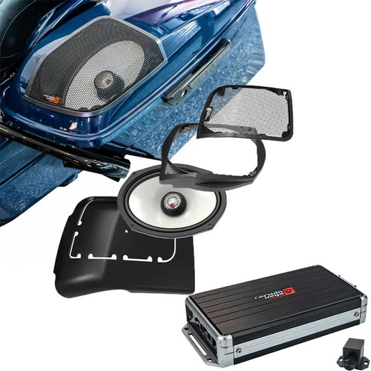 Cerwin Vega RPMSM694LK (2014-2023 Harley Davidson® Cut In Lid Kit with SM69F4 (4Ω)) +  B52 (Stealth Bomber 2-Channel Class-D Full Range Amplifier)
