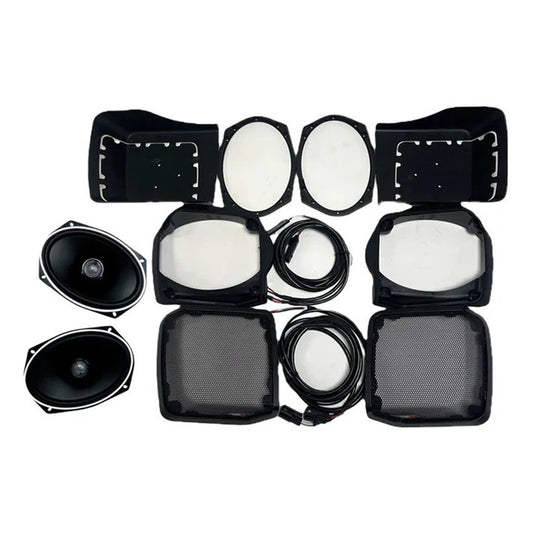 Cerwin Vega RPMST692CX2LK13 (1998-2013 Harley Davidson® Cut-in Lid Kit with ST692CX2 - (2Ω)) + B52 (Stealth Bomber 2-Channel Class-D Full Range Amplifier)