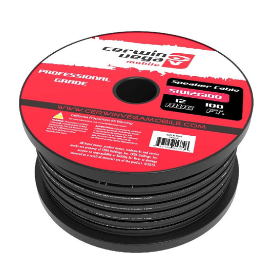 Cerwin Vega SW12G100 12AWG 100ft. Frost Black with Red Edge on Square Side Speaker Wire