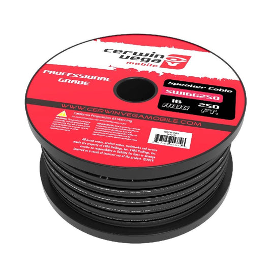 Cerwin Vega SW16G250 16AWG 250ft. Frost Black with Red Edge on Square Side Speaker Wire