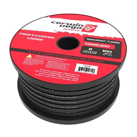 Cerwin Vega SW8G100 8AWG Frost Black with Red Edge on Square Side Speaker Wire