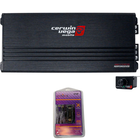 Cerwin Vega XED11001D (XED Series 1-Channel Mono Block Class-D Amplifier) + KIT4P (Amplifier Wiring Kit - 4 Gauge 1500 Watts)