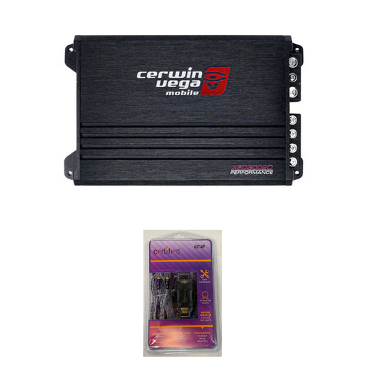 Cerwin Vega XED3002D (XED Series 2-Channel Full Range Class-D Amplifier - 250W Max) + KIT4P (Amplifier Wiring Kit - 4 Gauge 1500 Watts)