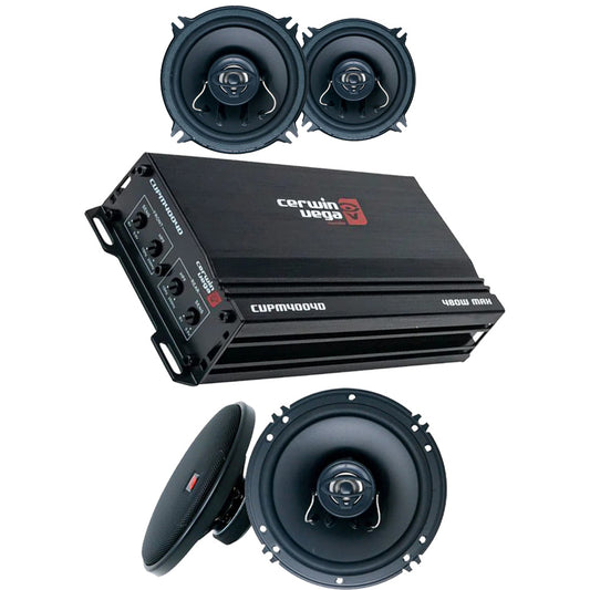 Cerwin Vega XED42 (XED Series 4" 2-Way Coaxial Speakers) + XED62 (XED Series 6.5" 2-Way Coaxial Speakers) + CVPM400.4D (CVPM Mini-Series 4-Channel Full Range Class-D Amplifier)