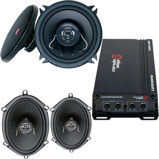 Cerwin Vega XED52 (XED Series 5.25" 2-Way Coaxial Speakers) + XED57 (XED Series 5"x 7" 2-Way Coaxial Speakers) + CVPM400.4D (CVPM Mini-Series 4-Channel Full Range Class-D Amplifier)