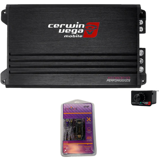 Cerwin Vega XED6001D (XED Series 1-Channel Mono Block Class-D Amplifier) + KIT4P (Amplifier Wiring Kit - 4 Gauge 1500 Watts)