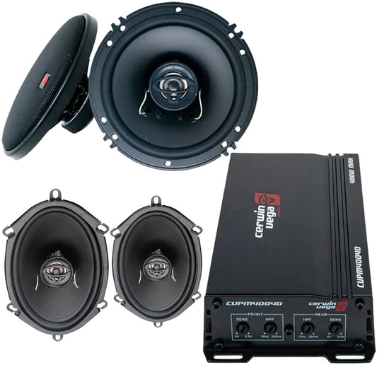 Cerwin Vega XED62 (XED Series 6.5" 2-Way Coaxial Speakers) + XED57 (XED Series 5"x 7" 2-Way Coaxial Speakers) + CVPM400.4D (CVPM Mini-Series 4-Channel Full Range Class-D Amplifier)