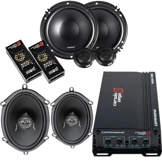 Cerwin Vega XED650C (XED Series 6.5" 2-Way Component Speaker Set) + XED57 (XED Series 5"x 7" 2-Way Coaxial Speakers) + CVPM400.4D (CVPM Mini-Series 4-Channel Full Range Class-D Amplifier)