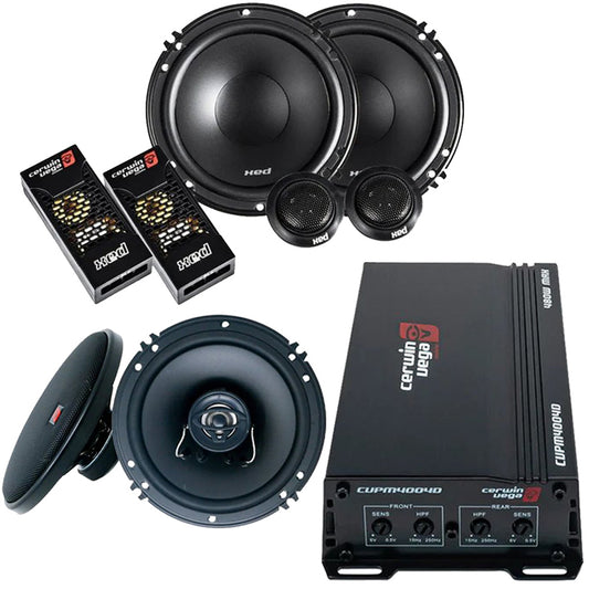 Cerwin Vega XED650C (XED Series 6.5" 2-Way Component Speaker Set) + XED62 (XED Series 6.5" 2-Way Coaxial Speakers) + CVPM400.4D (CVPM Mini-Series 4-Channel Full Range Class-D Amplifier)