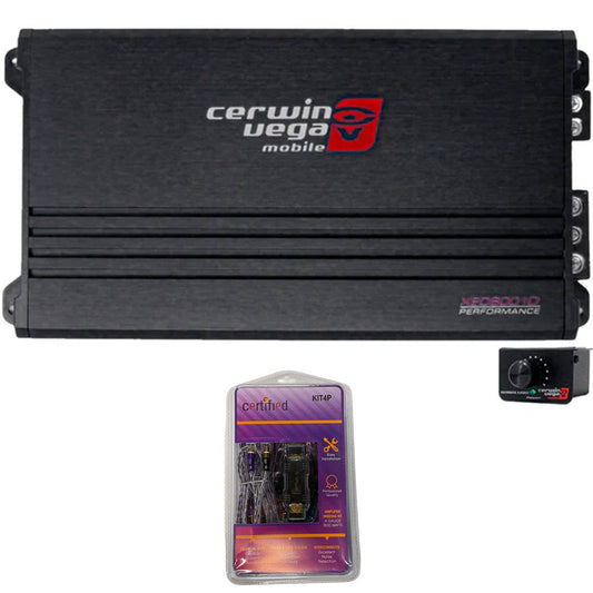 Cerwin Vega XED8001D (XED Series 1-Channel Class-D Monoblock Amplifier 1100W) + KIT4P (Amplifier Wiring Kit - 4 Gauge 1500 Watts)