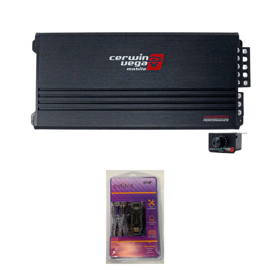 Cerwin Vega XED8005D (XED Series 5-Channel Class-D Amplifier 1000W Max) + KIT4P (Amplifier Wiring Kit - 4 Gauge 1500 Watts)